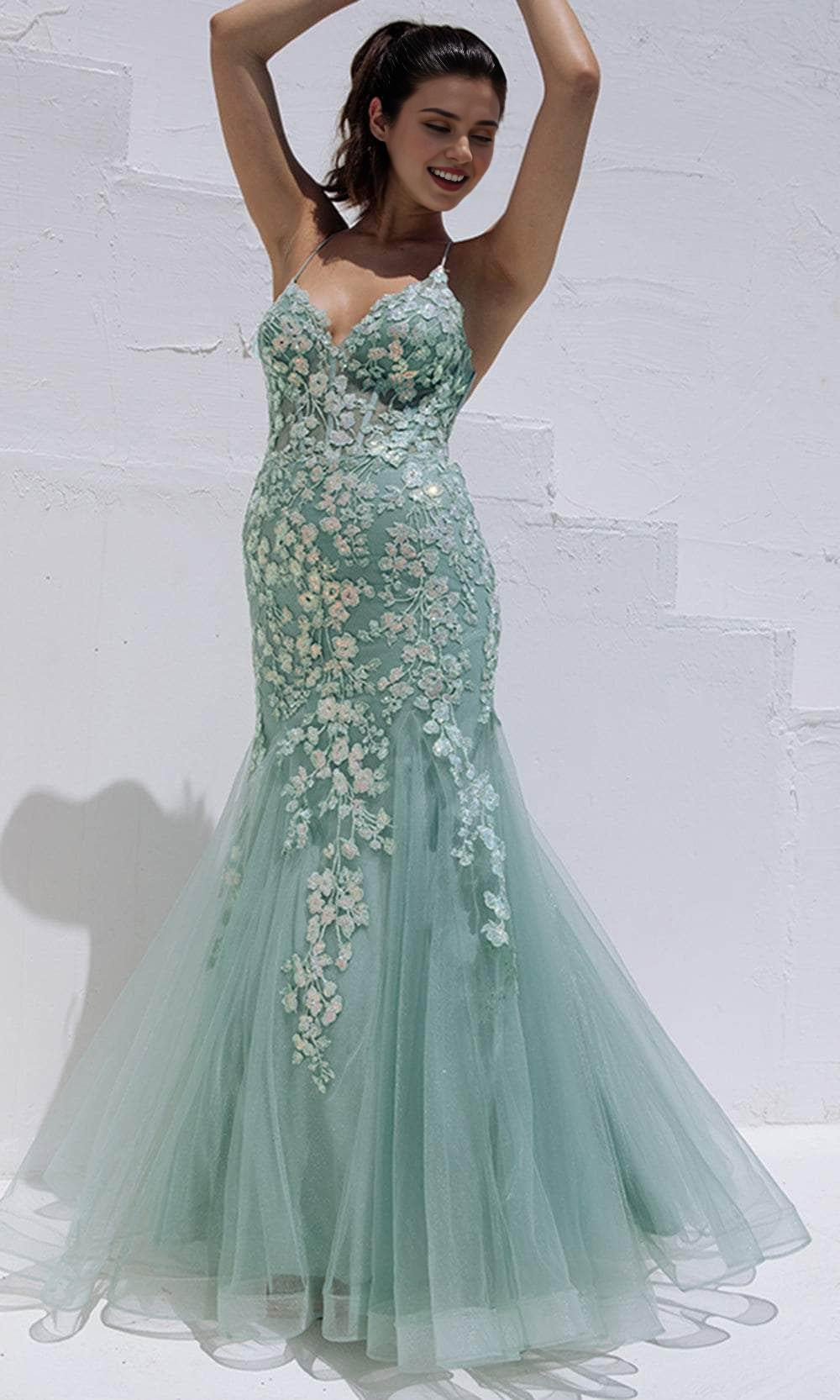 Prom Dresses Shops Floral Sequin Mermaid Prom Gown Floor Length Spaghetti Straps Prom Gown Prom Clothing Formal Women's Dresse